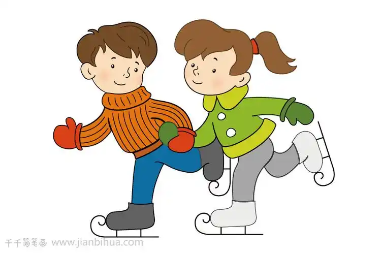 滑冰的儿童简笔画