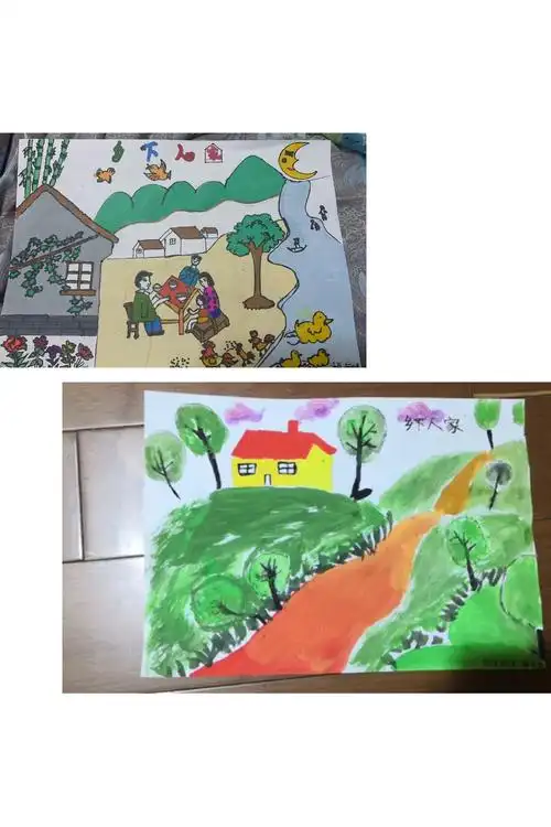 线下根据课文辅导绘画《乡下人家》