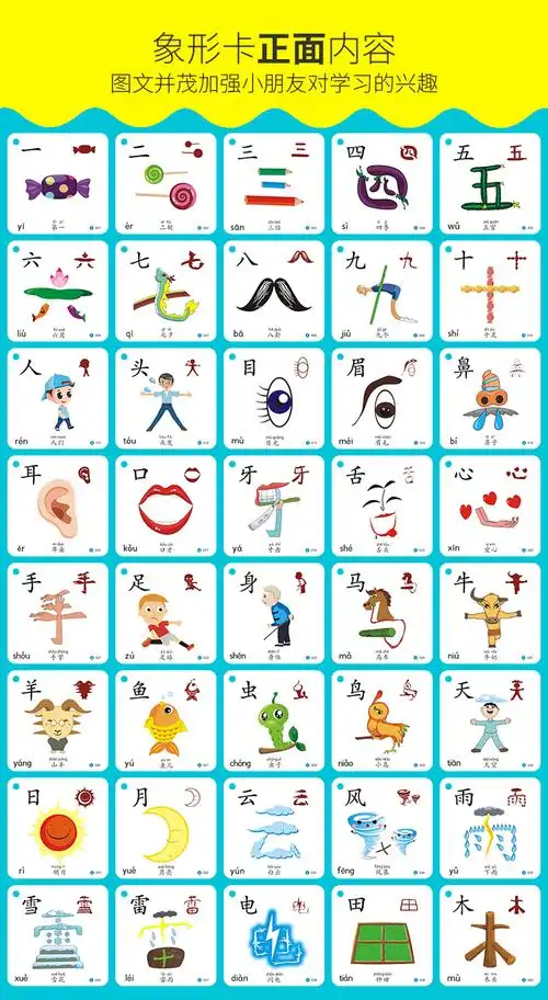 有图识字卡片0-3-6岁学龄儿童认字幼儿园早教象形识字卡认字全套