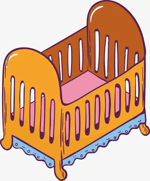 矢量图木制婴儿床