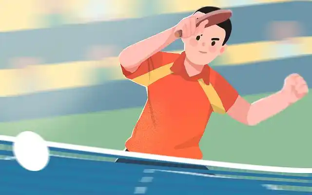 手绘卡通奥运会乒乓球运动员比赛场景插画东京奥运会插画