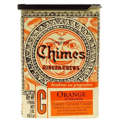 美国进口 糖果零食品chimes 水果味软姜糖 丝滑耐嚼 铁盒装 56.7g_爱