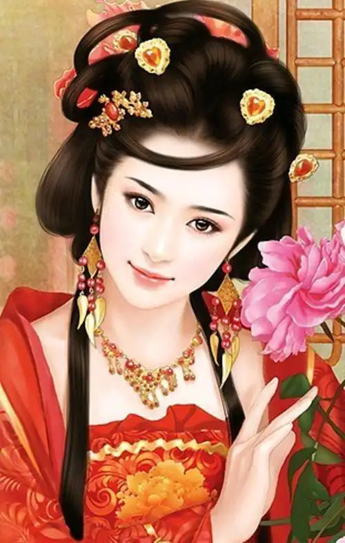 手绘古代美女红妆插画漫画中国风
