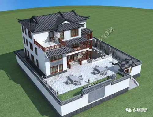 农村新中式别墅四合院自带小院和露台这才是家所向往的地方