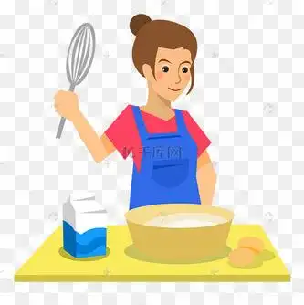 女孩做蛋糕
