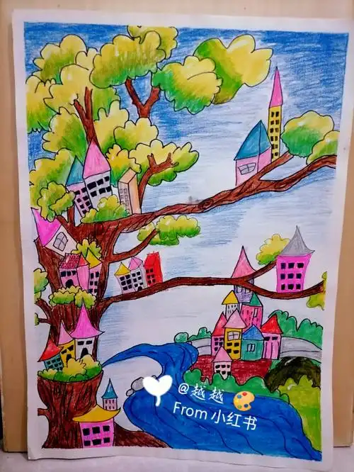 森林里的世界彩铅画