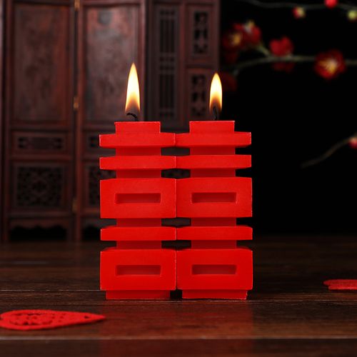 喜字龙凤蜡烛一对陪嫁装饰洞房花烛红色婚礼婚庆蜡烛