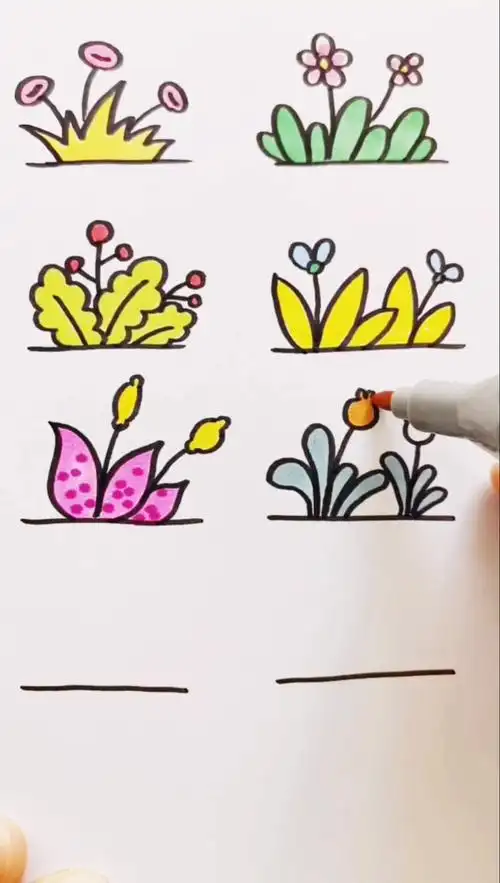 简笔画李点点简笔画各种小草的画法你还会哪一种