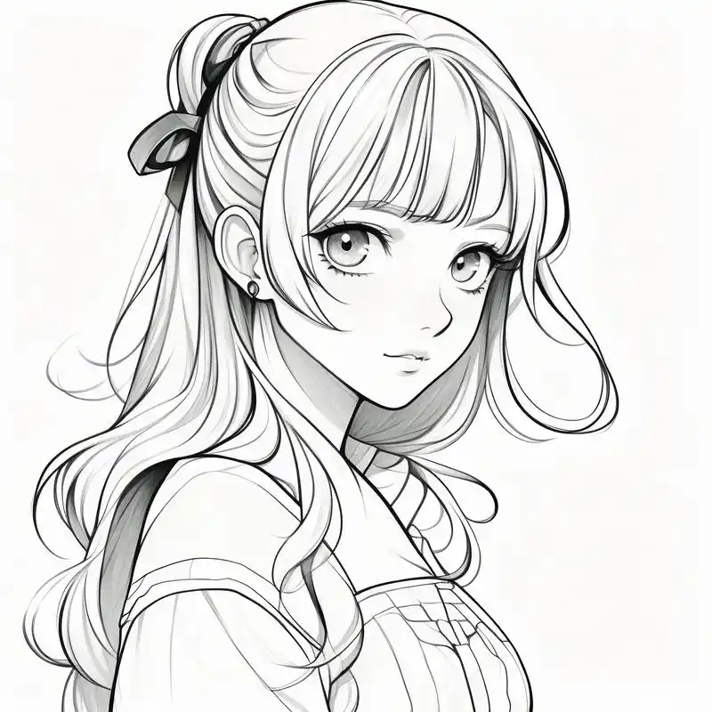 动漫人物黑白素描头像96