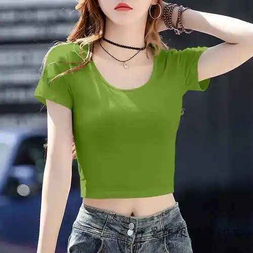 款恤女短袖夏季网红超火潮紧身高腰露脐上衣修身漏脐装时尚女百搭御姐