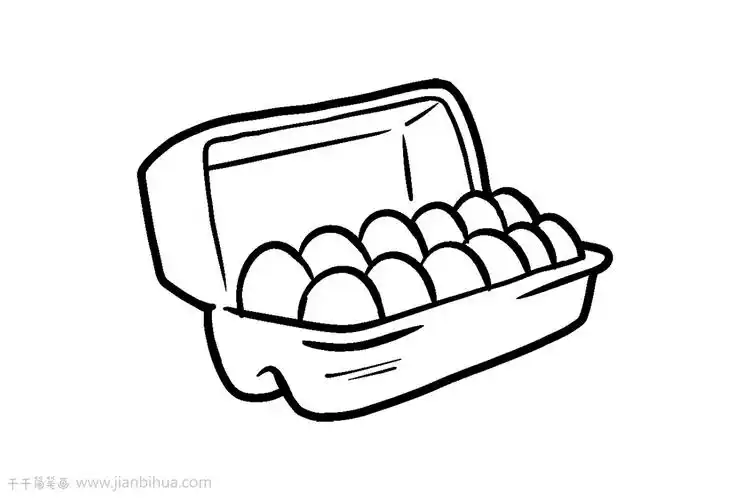 鸡蛋盒简笔画教程