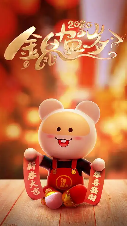 2020鼠年送吉祥金鼠贺岁鼠年壁纸