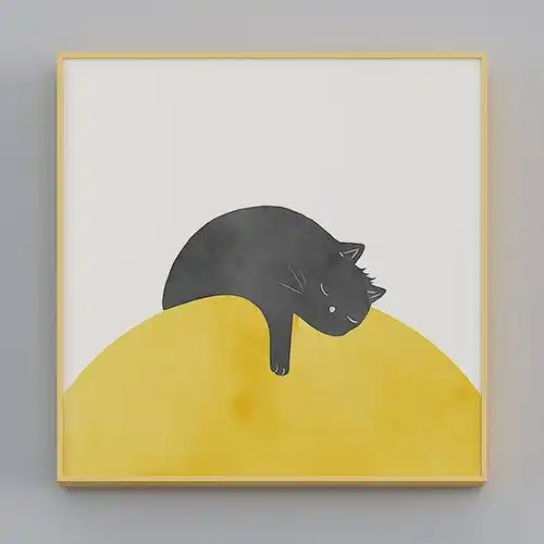 快乐工坊-现代风-客厅卧室餐厅装饰画-悠然与猫安夏
