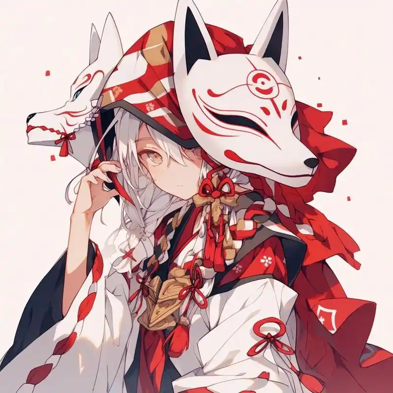 扭扭我发布的第一个作品就是狐狸面具女生头像,这次算是同类型复刻嘛