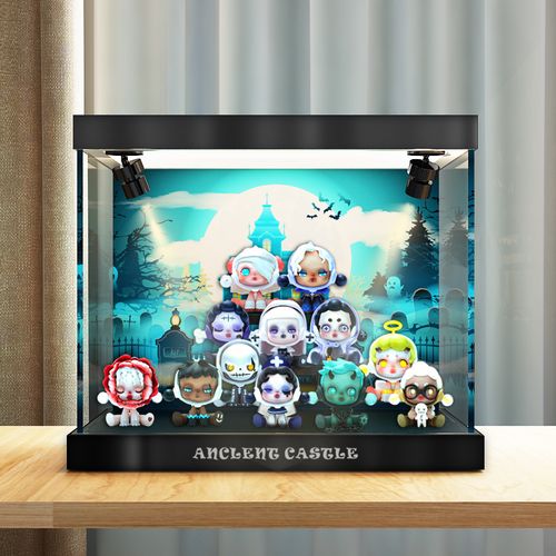 华湘收纳盒适用泡泡玛特skullpanda密林古堡盲盒亚克力防尘展示盒