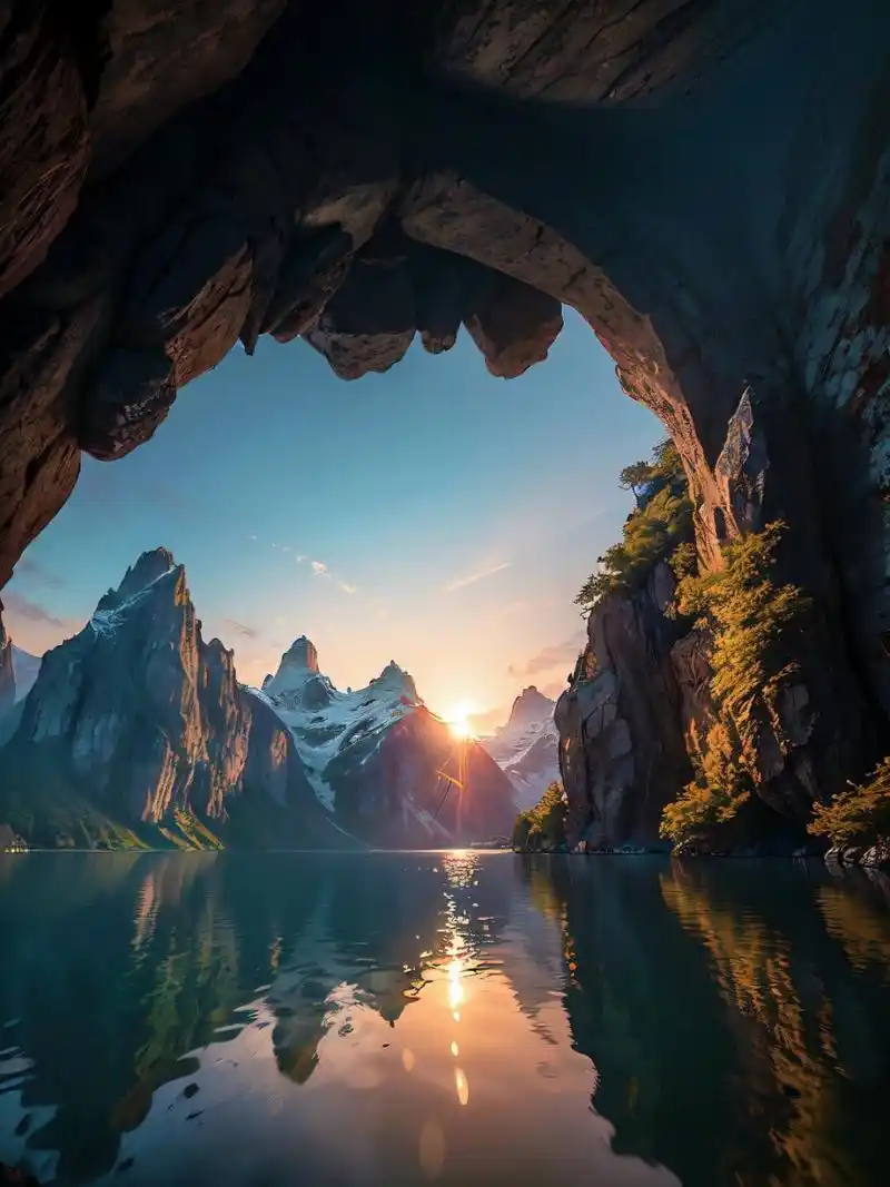 夕阳下暖色的山间风景  夕阳渐渐西下,天边泛起一片金色的余晖.