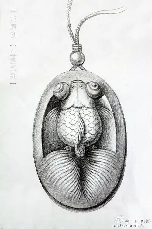 玉雕金鱼 手稿玉雕手绘图 玉雕素材 玉雕设计 玉雕设备 玉雕图纸 玉石