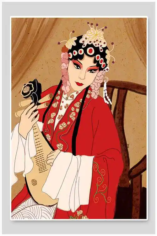 黄梅戏戏曲人物插画