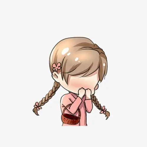 卡通害羞捂脸的古代女子素材