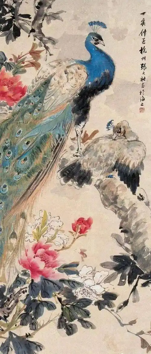 20大名家画孔雀,不是一般的美!