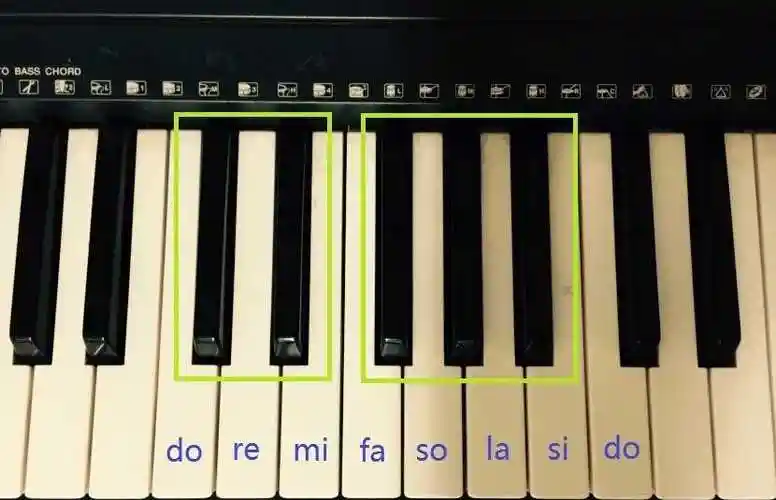 电子琴中有do re mi fa so la si(1 2 3 4 5 6 7 )这七个音,所以