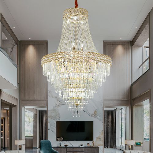 复式楼别墅中空复式楼客厅大吊灯水晶楼梯吊灯大厅灯酒店大堂灯饰