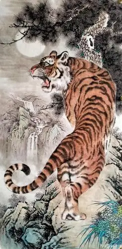 谷风国画作品上山虎