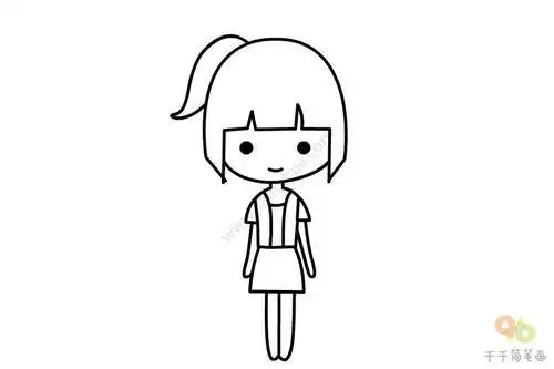 简笔画扎马尾的小女孩