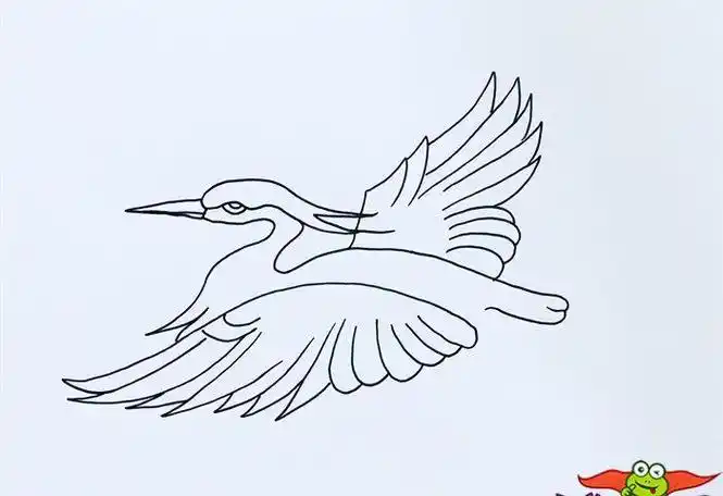 两只白鹭鸟飞时简笔画