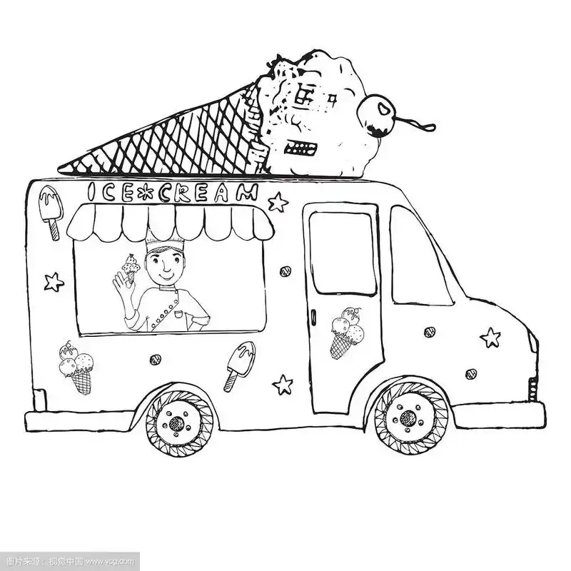 杨先生手绘的冰淇淋车