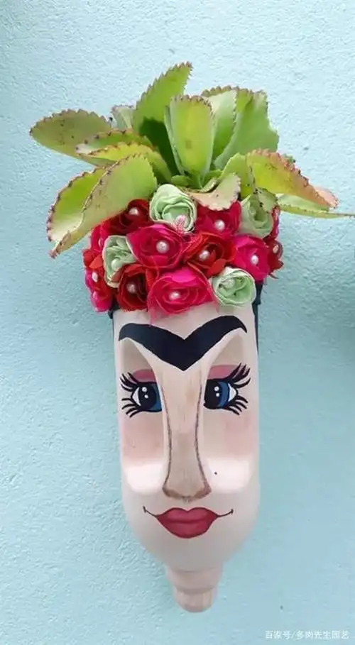 牛奶瓶,变身美女花盆