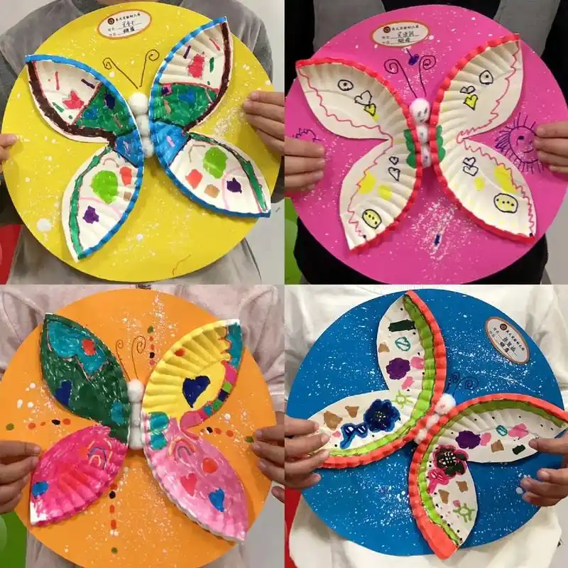幼儿园创意手工蝴蝶.蛋糕盘子用起来,一起动手做美丽的蝴蝶吧. - 抖音