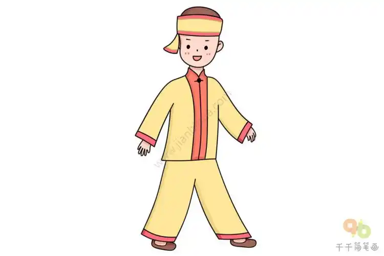 傣族男孩简笔画