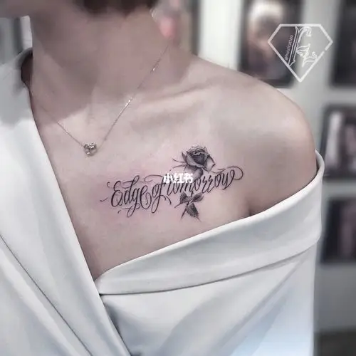 edge of tomorrow 锁骨纹身 字母纹身 玫瑰