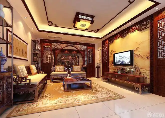 家庭客厅中式仿古沙发装修效果图片大全