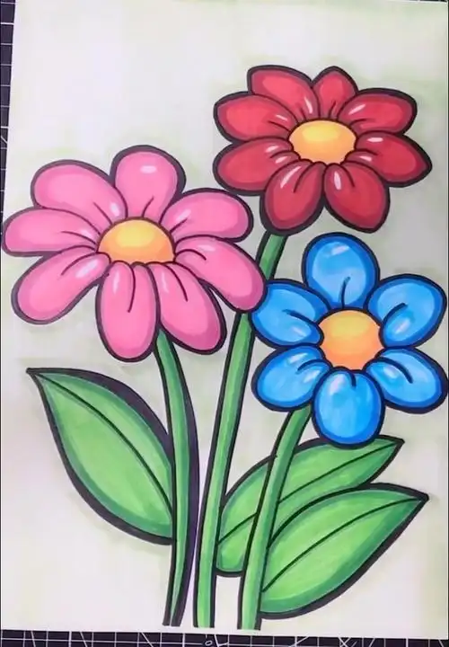 简单画花,涂色需注意细节!_简笔画_教程_简笔画教程_文化_绘画