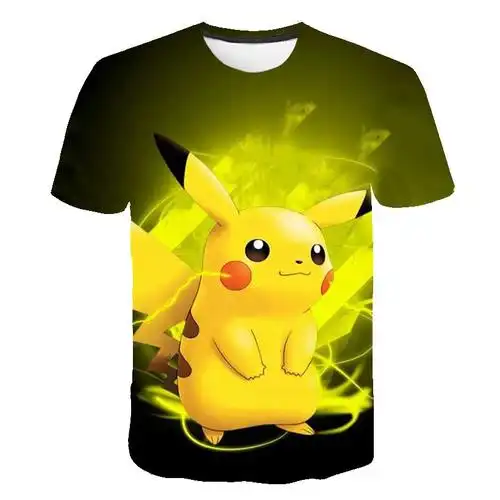 儿童t恤 跨境2021新品 皮卡丘 3d数码男女短袖t恤