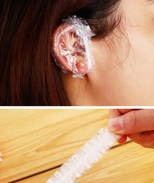 厂家直供100只装通用一次性耳套 透明染发防尘耳套一次性塑料耳罩