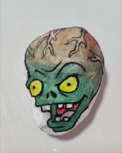 手绘石头##diy手绘石头画##手绘石头画##石头手绘##植物大战僵