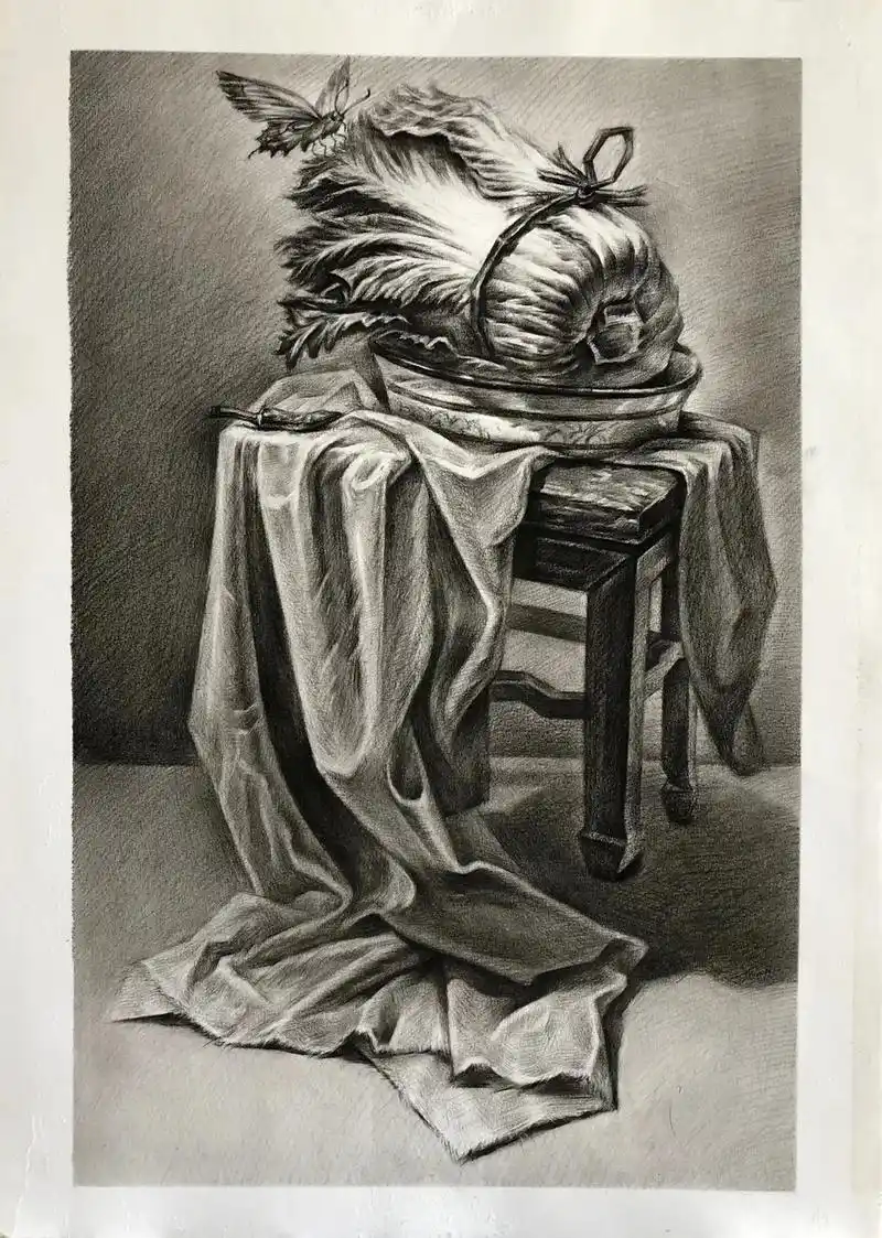 静物素描:黑白灰的魅力#美术 #画画 #美术艺考 #美术老师 - 抖音