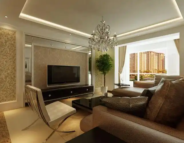 现代简约三居室客厅吊顶装修效果图欣赏