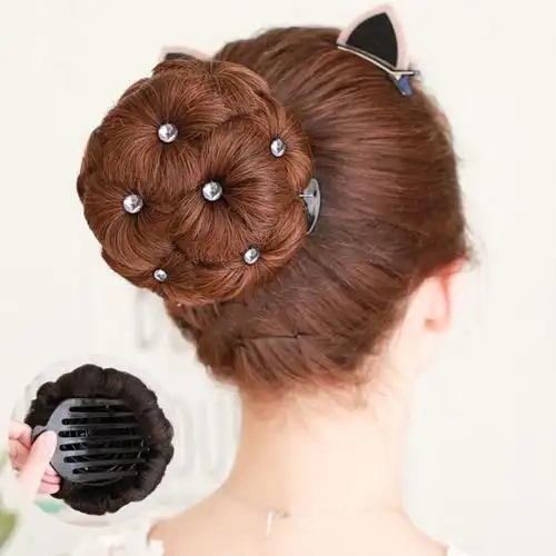 假发发包盘头花苞九朵花假发女盘发神器超显气质扎头花头饰品发圈假发