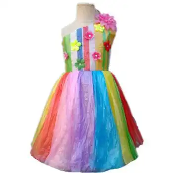 服装男女孩衣服亲子创意演出走秀diy材料元旦汇演 四色花裙塑料布单肩