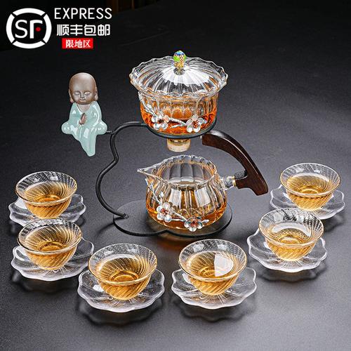 加厚玻璃自动泡茶具套装家用懒人泡茶器整套日式轻奢功夫茶具茶盘