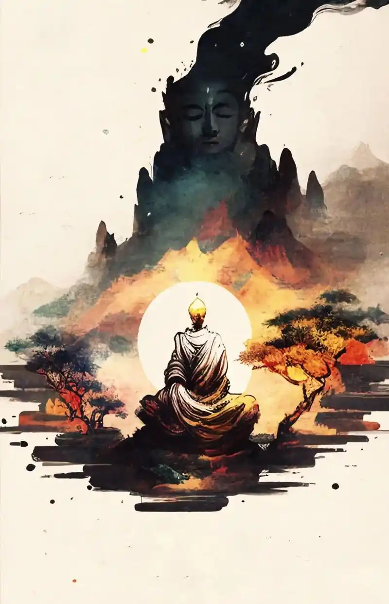 原创佛像艺术插画-《修心》放得下,见自性,得光明;  放不下 - 抖音