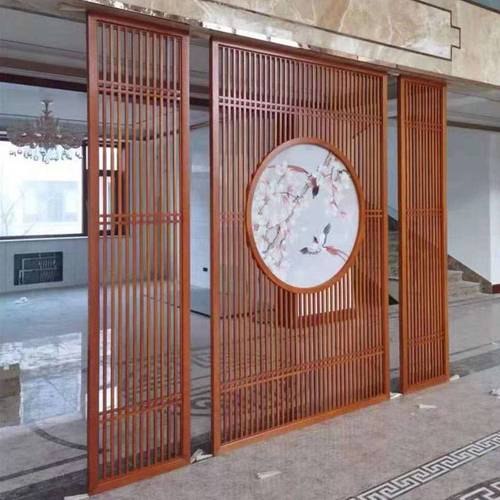 简约中式镂空隔断屏风墙办客厅木格栅玄关办公室实木花格禅意座屏