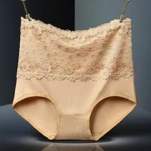 珠蒂曼蕾丝收腹提花无痕女士高腰内裤4条装 混色 l