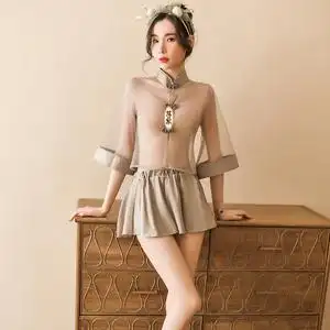 性感情趣内衣大码透明古典娃娃制服诱惑床上免脱开档可爱激情套装