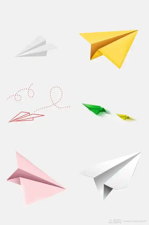 清新创意纸飞机免抠元素