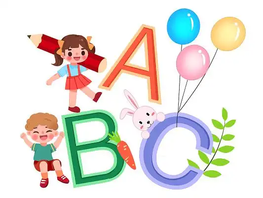 卡通人物卡通字母开学季元素png素材